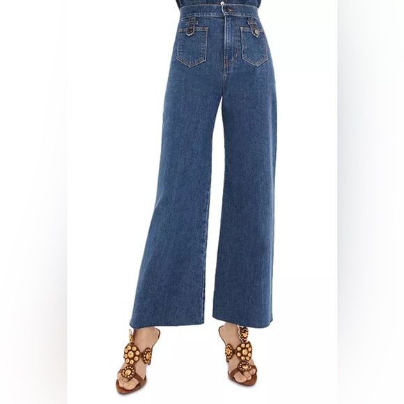 Veronica Beard Denim - Veronica Beard Grant Patch Pocket High Rise Ankle Wide Leg Jeans - Size 31